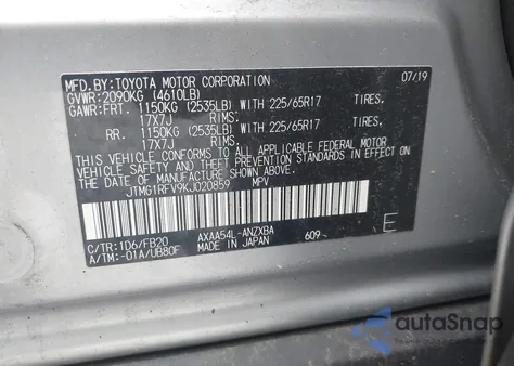 2019 Toyota Rav4 Le from USA, damaged, VIN JTMG1RFV9KJ020859